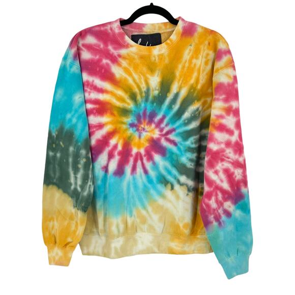 La Detresse Revolve Womens Tropical Pullover Tie Dye Fleece Sweatshirt Medium M - Picture 11 of 11